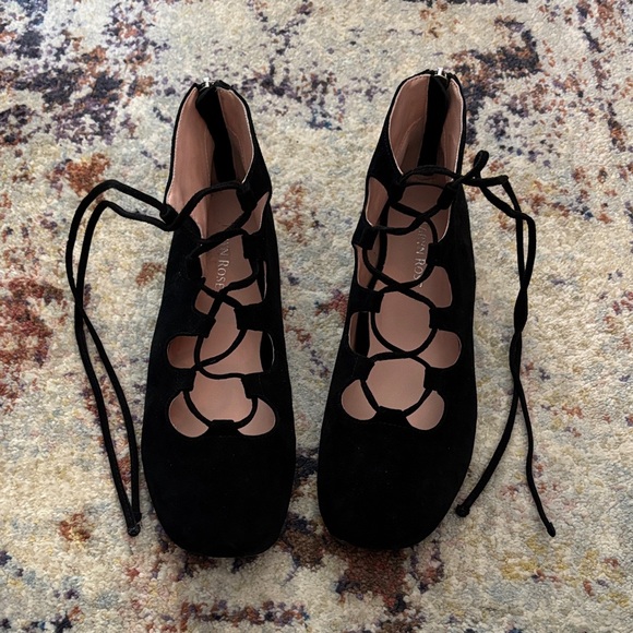 Taryn Rose Shoes - Taryn Rose Black Suede Blaze Flats - 8.5